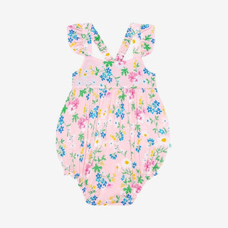 Girl's Basic Ruffled Cap Sleeve Bubble Romper - Nicole (Floral) Baby One-Pieces