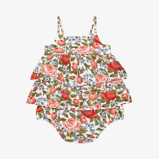 Girl's Bamboo Basic Ruffled Spaghetti Romper - Alma (Floral) Baby One-Pieces