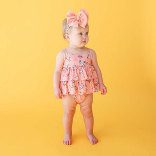 Girl's Bamboo Basic Ruffled Spaghetti Romper - Betty (Rabbits) Baby One-Pieces