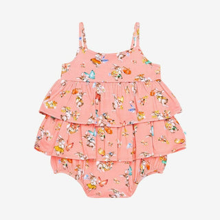 Posh Peanut Girls Basic Ruffled Spaghetti Romper - Betty Rabbits