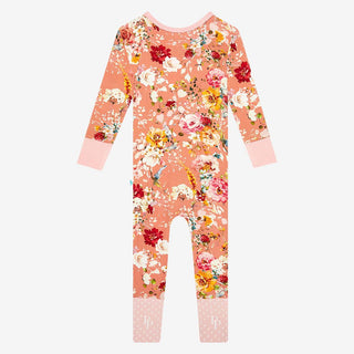 Girl's Bamboo Convertible Footie Romper - Celia (Floral) Posh Peanut