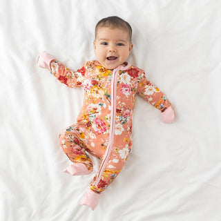 Girl's Bamboo Convertible Footie Romper - Celia (Floral) Posh Peanut