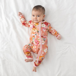 Girl's Bamboo Convertible Footie Romper - Celia (Floral) Posh Peanut