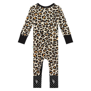 Girl's Bamboo Convertible Footie Romper - Lana Leopard Posh Peanut