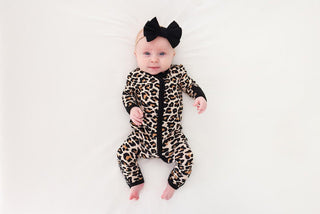 Girl's Bamboo Convertible Footie Romper - Lana Leopard Posh Peanut