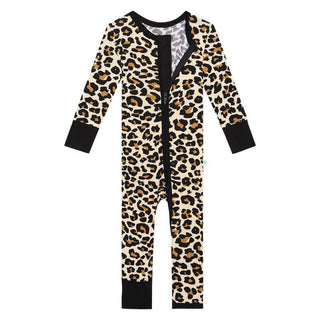 Girl's Bamboo Convertible Footie Romper - Lana Leopard Posh Peanut