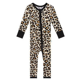 Girl's Bamboo Convertible Footie Romper - Lana Leopard Posh Peanut