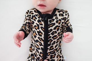 Girl's Bamboo Convertible Footie Romper - Lana Leopard Posh Peanut