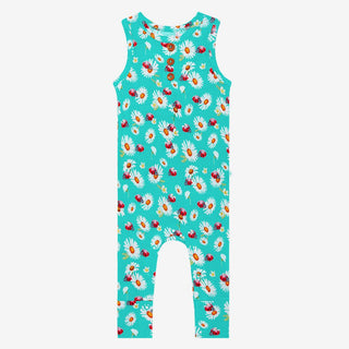 Girl's Bamboo Henley Racerback Romper - Ladybug Baby One-Pieces