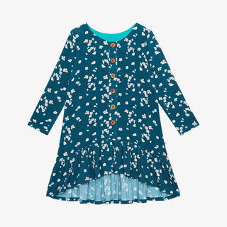 Girl's Bamboo Long Sleeve Henley Hi Low Dress, Adriana (Floral) Baby & Toddler Dresses