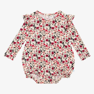 Posh Peanut Girls Long Sleeve Ruffled Bubble Romper, Janie