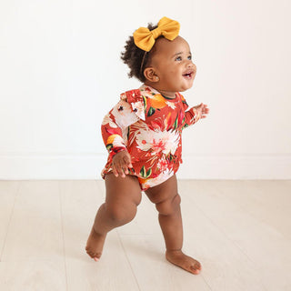 Posh Peanut Girls Long Sleeve Ruffled Bubble Romper, Leonora