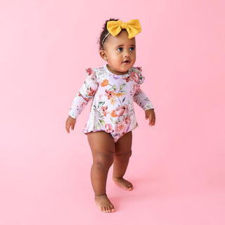 Posh Peanut Girls Long Sleeve Ruffled Bubble Romper, Pari - PRE-SALE