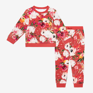 Girl's Long Sleeve Sweatshirt & Jogger Set, Leonora (Floral) Baby & Toddler Outfits