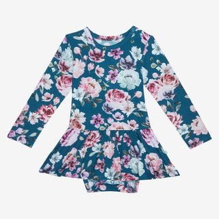 Girl's Bamboo Long Sleeve Twirl Skirt Bodysuit - Keisha (Floral) Baby One-Pieces