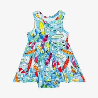 Girl's Bamboo Racerback Twirl Bodysuit Dress - Wave (Surfboards) Baby & Toddler Dresses