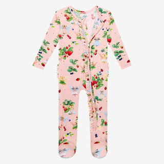 Girl's Bamboo Ruffle Footie with Zipper - Annabelle (Fairies) Posh Peanut