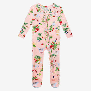 Girl's Bamboo Ruffle Footie with Zipper - Annabelle (Fairies) Posh Peanut