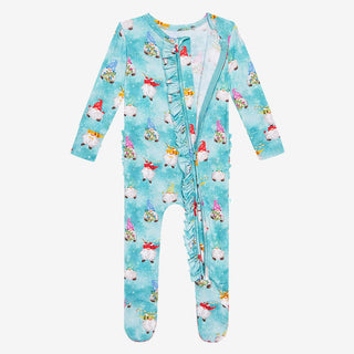 Girl's Bamboo Ruffle Footie with Zipper, Gnomey Baby & Toddler Sleepwear