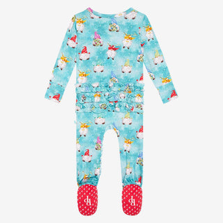 Girl's Bamboo Ruffle Footie with Zipper, Gnomey Baby & Toddler Sleepwear