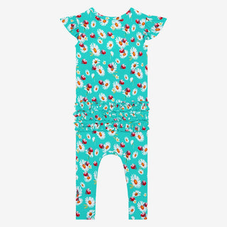 Girl's Bamboo Ruffled Cap Sleeve Basic Romper - Ladybug Baby One-Pieces