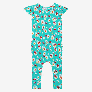 Girl's Bamboo Ruffled Cap Sleeve Basic Romper - Ladybug Baby One-Pieces