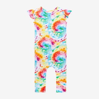 Girl's Bamboo Ruffled Cap Sleeve Basic Romper - Totally Tie Dye Baby One-Pieces