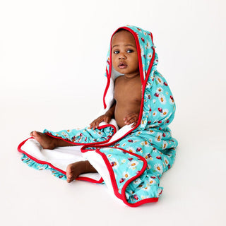 Girl's Bamboo Ruffled Hooded Towel, Ladybug - One Size Posh Peanut