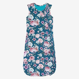 Girl's Bamboo Ruffled Sleeveless Sleeping Bag, 1 TOG - Keisha (Floral) Posh Peanut