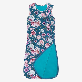 Girl's Bamboo Ruffled Sleeveless Sleeping Bag, 1 TOG - Keisha (Floral) Posh Peanut