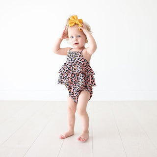 Posh Peanut Girls Ruffled Spaghetti Romper - Roxy