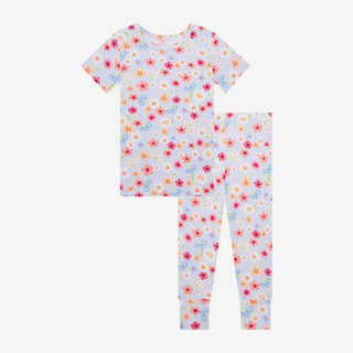 Girl's Bamboo Short Sleeve Pajama Set - Carissa (Floral) Posh Peanut