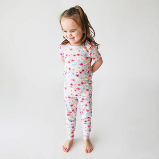 Girl's Bamboo Short Sleeve Pajama Set - Carissa (Floral) Posh Peanut