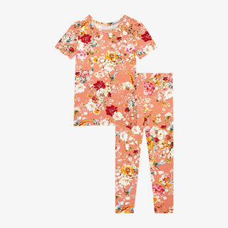 Girl's Bamboo Short Sleeve Pajama Set - Celia (Floral) Posh Peanut