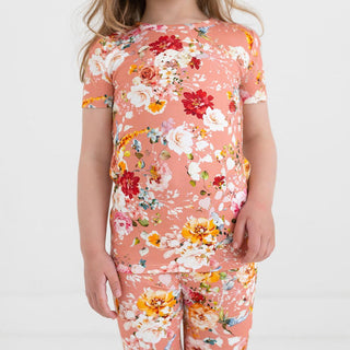 Girl's Bamboo Short Sleeve Pajama Set - Celia (Floral) Posh Peanut