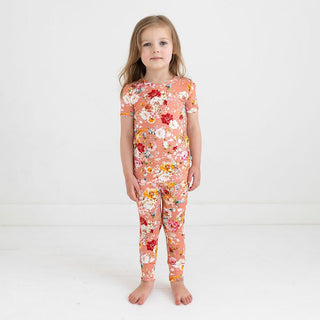 Girl's Bamboo Short Sleeve Pajama Set - Celia (Floral) Posh Peanut