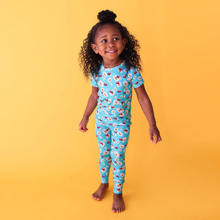 Girl's Bamboo Short Sleeve Pajama Set - Ladybug Posh Peanut