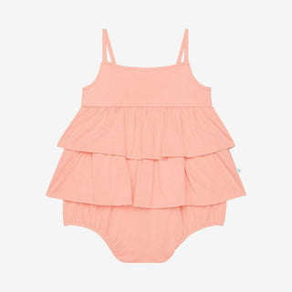 Posh Peanut Girls Solid Basic Ruffled Spaghetti Romper - Spring Blossom