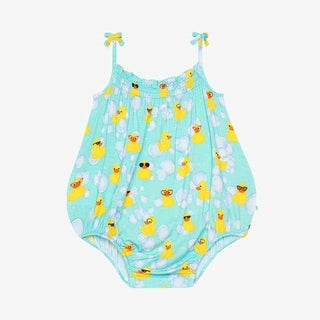 Girl's Bamboo Spaghetti Strap Bubble Romper - Ducky (Ducks) Baby One-Pieces