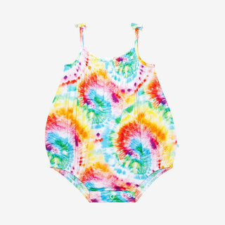 Girl's Bamboo Spaghetti Strap Bubble Romper - Totally Tie Dye Posh Peanut