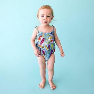 Girl's Bamboo Spaghetti Strap Bubble Romper - Wave (Surfboards) Baby One-Pieces