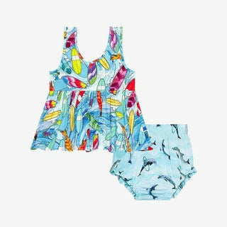 Posh Peanut Girls V-Neck Tank Top Peplum and Bloomer Outfit Set - Wave Surfboards