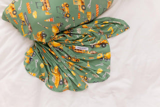 Infant Bamboo Swaddle and Beanie Set - Crawford (Construction Vehicles) Posh Peanut