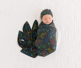 Posh Peanut Infant Bamboo Swaddle and Beanie Set - Posh Player One 