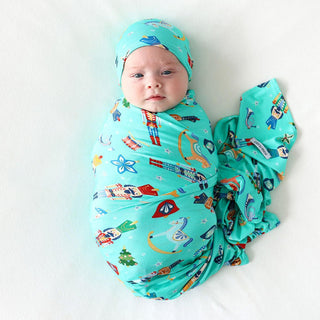 Posh Peanut Infant Swaddle and Beanie Set, Fritz - One Size