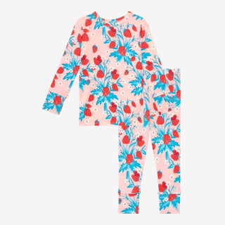 Posh Peanut Long Sleeve Loungewear Pajamas - Strawberry | These Sleepies provide comfort and delightful designs for joyful bedtimes.