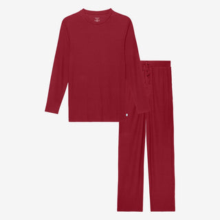 Posh Peanut Mens Solid Long Sleeve Pajama Set, Bordeaux Waffle | These Sleepies provide comfort and delightful designs for joyful bedtimes.