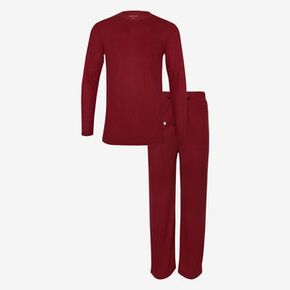 Men's Solid Bamboo Long Sleeve Pajama Set - Maroon Waffle Pajamas