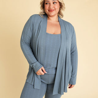 Posh Peanut Women's Pointelle Fly Away Cardigan - Slate | Baby Riddle