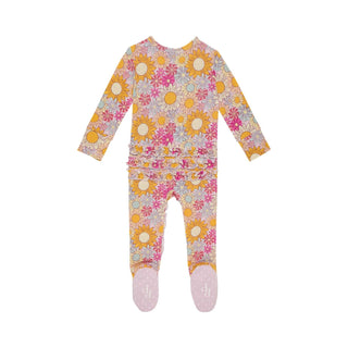 Bamboo Ruffle Footie with 2-Way Zipper - Rosalinda (Floral)